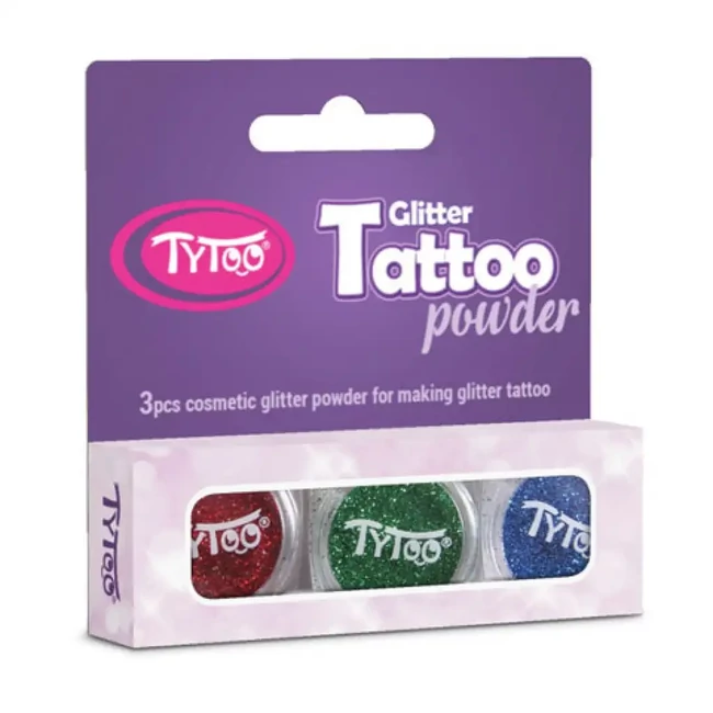 TyToo: Kék, piros és zöld csillámpor szett 3×2,5ml