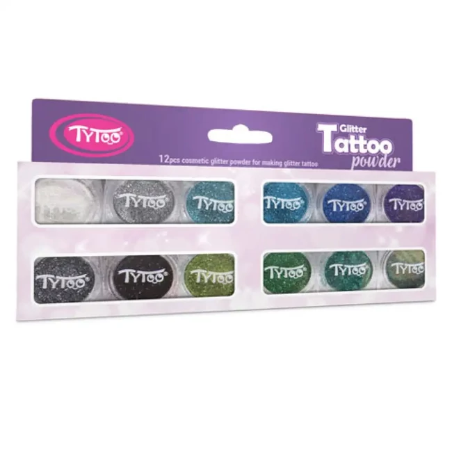 TyToo: Hideg színek válogatása csillámpor szett 12×2,5ml
