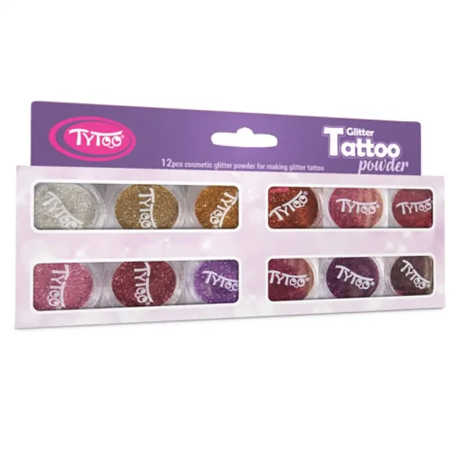 TyToo: Meleg színek válogatása csillámpor szett 12×2,5ml