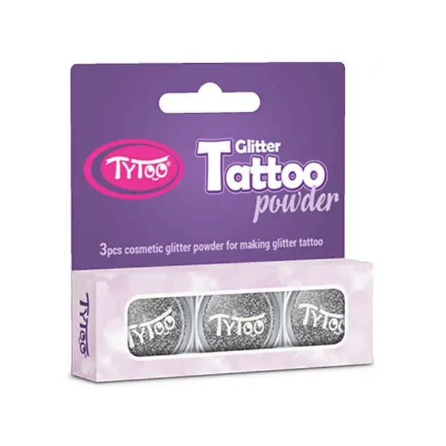 TyToo: Ezüst színű csillámpor szett 3×2,5ml