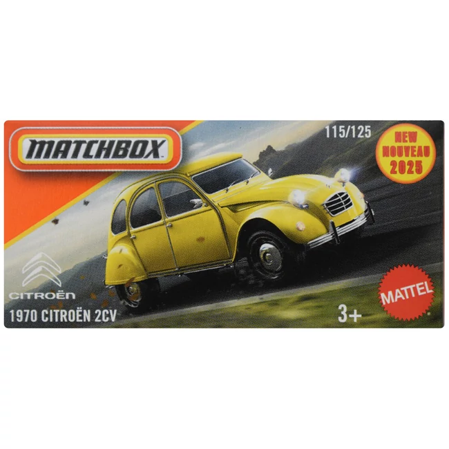 Matchbox: Papírdobozos 1970 Citroën 2CV kisautó 1/64 – Mattel