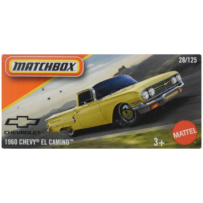 Matchbox: Papírdobozos 1960 Chevy El Camino sárga kisautó 1/64 – Mattel