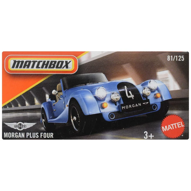 Matchbox: Papírdobozos Morgan Plus Four kisautó 1/64 – Mattel