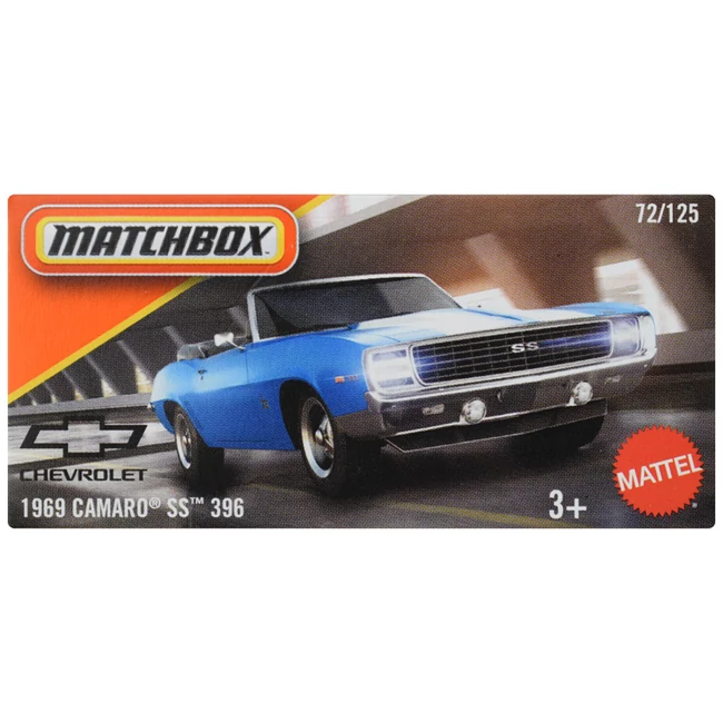 Matchbox: Papírdobozos 1969 Chevrolet Camaro SS 396 kisautó 1/64 – Mattel