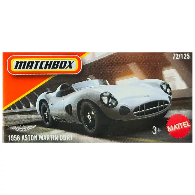 Matchbox: 1956 Aston Martin DBR1 szürke papírdobozos kisautó 1/64 – Mattel