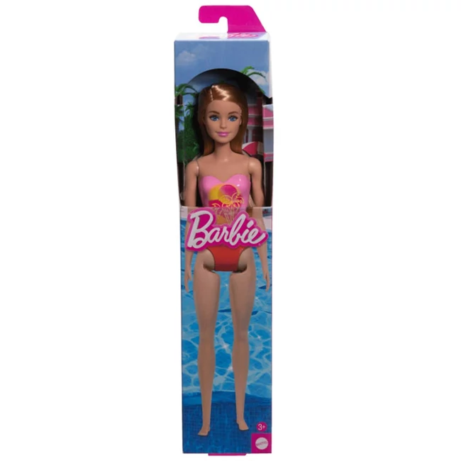 Barbie Beach baba rózsaszín színű, mintás fürdőruhában – Mattel