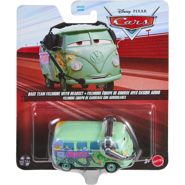 Verdák 3: Race Team Fillmore with headset karakter kisautó 1/55 – Mattel