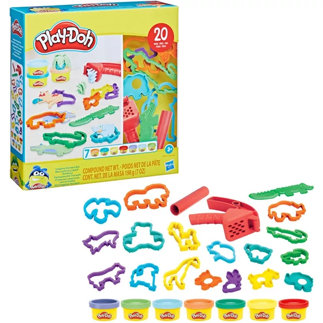 Play-Doh: 20 db-os állatos gyurmaszett 7 tégely színes gyurmával – Hasbro