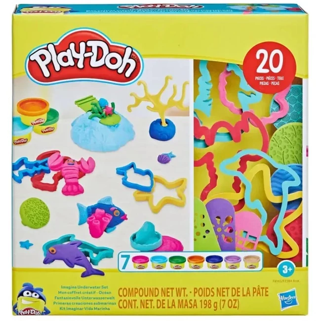 Play-Doh: 20 db-os víz alatti világ gyurmaszett 7 tégely színes gyurmával – Hasbro