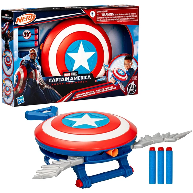 Nerf: Amerika Kapitány – Szép új világ Blaster skyshot szivacslövő pajzs – Hasbro