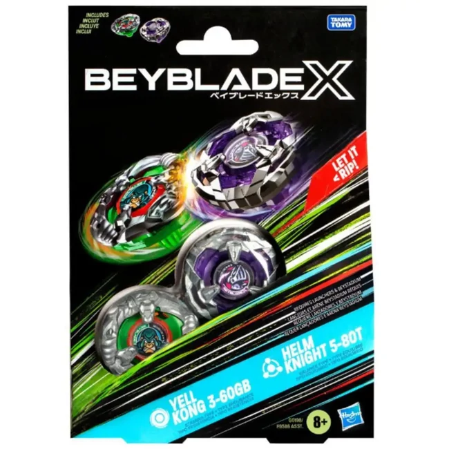 Beyblade X: Duall Pack Yell Kong 3–60GB vs. Helm Knight 5–80T pörgettyű szett – Hasbro