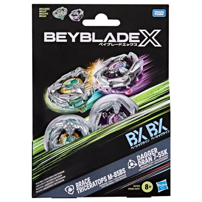 Beyblade X Brace Triceratops M-85BS és Dagger Dran 7-55R pörgettyű szett - Hasbro
