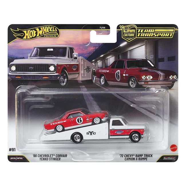 Hot Wheels: ’72 Chevy Ramp Truck autószállító és ’66 Chevrolet Corvair kisautó 1/64 – Mattel