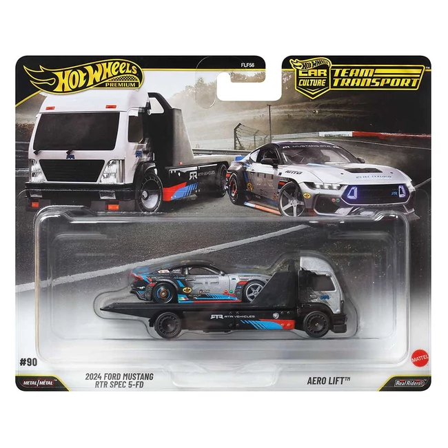 Hot Wheels: Aero Lift autószállító és 2024 Ford Mustang RTR SPEC 5-FD kisautó 1/64 – Mattel