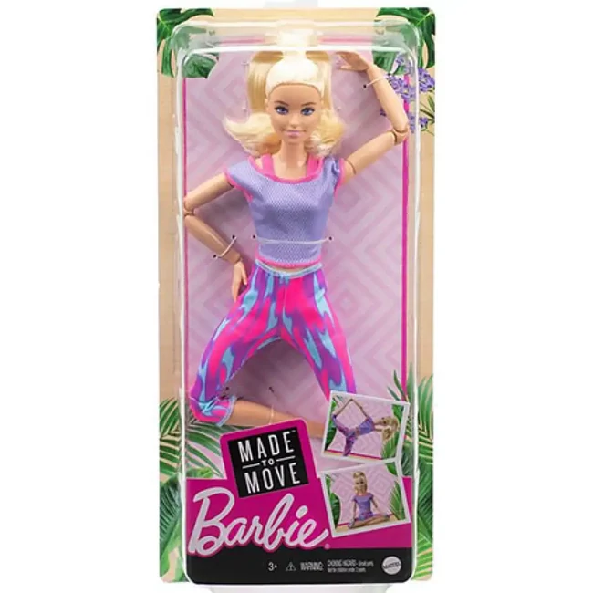 Barbie: Hajlékony jógababa szőke hajjal lila ruhában – Mattel