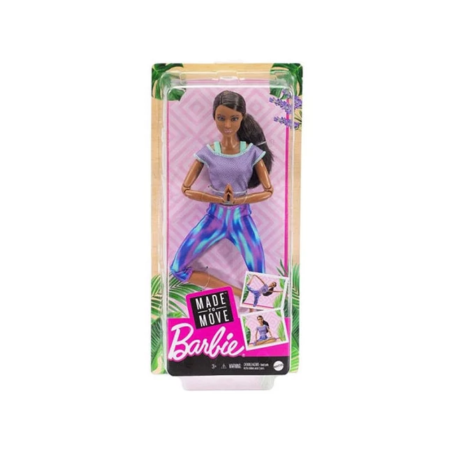 Barbie: Hajlékony jógababa barna hajjal kék nadrágban – Mattel