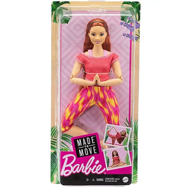 Barbie: Hajlékony jógababa vörös hajjal piros felsőben – Mattel