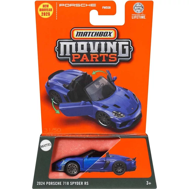 Matchbox: Moving Parts – 2024 Porsche 718 Spyder RS nyitható kisautó 1/64 – Mattel