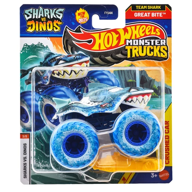 Hot Wheels Monster Trucks Sharks vs Dinos: Great Bite kisautó 1/64 – Mattel