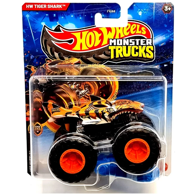 Hot Wheels Monster Trucks: Tiger Shark narancssárga kisautó 1/64 – Mattel