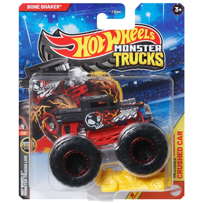 Hot Wheels Monster Trucks: Bone Shaker koponya mintás kisautó 1/64 – Mattel