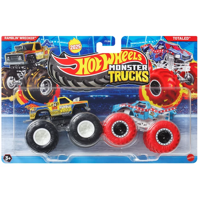 Hot Wheels Monster Trucks: Ramblin’ Wrecker vs Totaled monster kisautó 2 db-os csomag 1/64 – Mattel