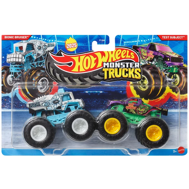 Hot Wheels Monster Trucks: Bionic Bruiser vs Test Subject kisautó 2 db-os csomag 1/64 – Mattel