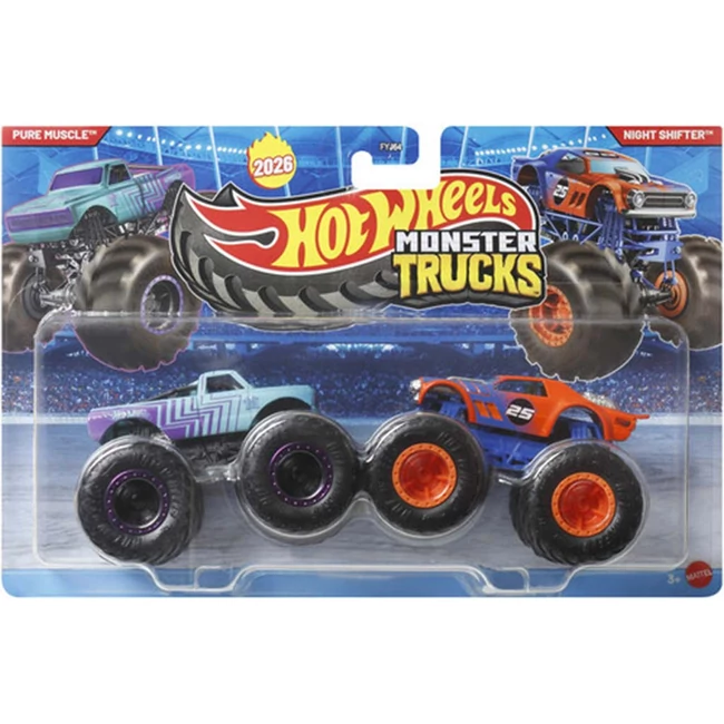 Hot Wheels Monster Trucks: Pure Muscle vs Night Shifter kisautó 2 db-os csomag 1/64 – Mattel