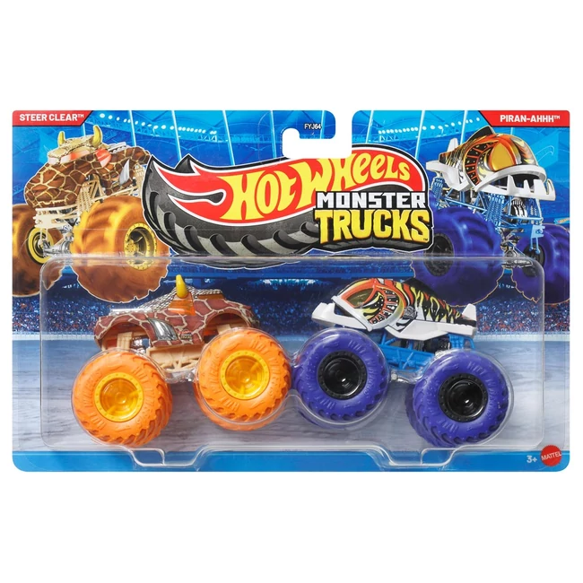 Hot Wheels Monster Trucks: Steer Clear vs Piran-Ahhh kisautó 2db-os csomag 1/64 - Mattel