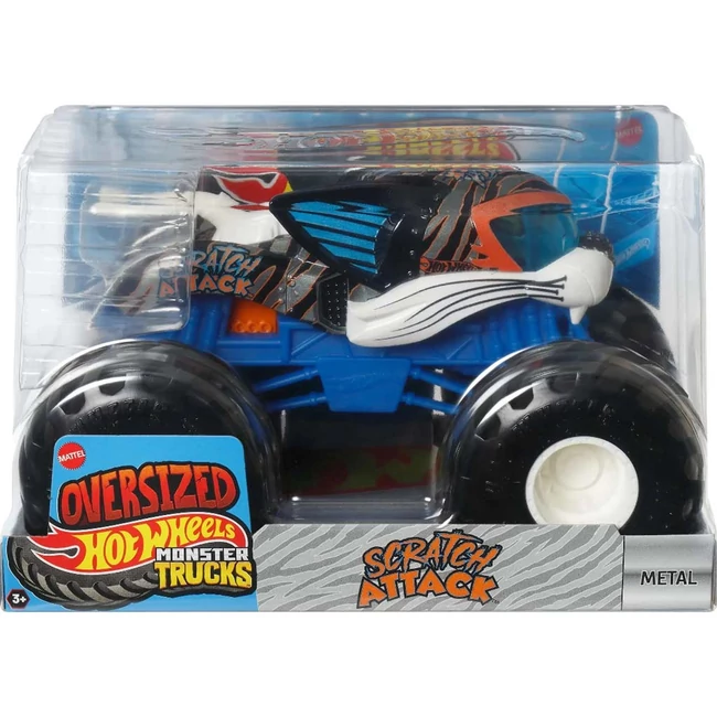 Hot Wheels: Monster Trucks Oversized – Scratch Attack monster autó 1/24 – Mattel