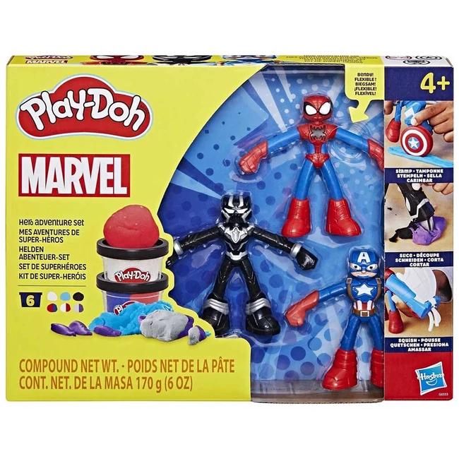 Play-Doh: Marvel Hősies kalandok gyurmaszett készlet 3 db figurával – Hasbro