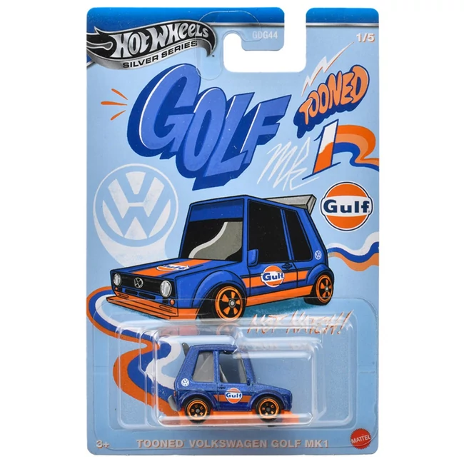 Hot Wheels Silver Series: Tooned Gulf Volkswagen Golf Mk1 kisautó 1/64 – Mattel