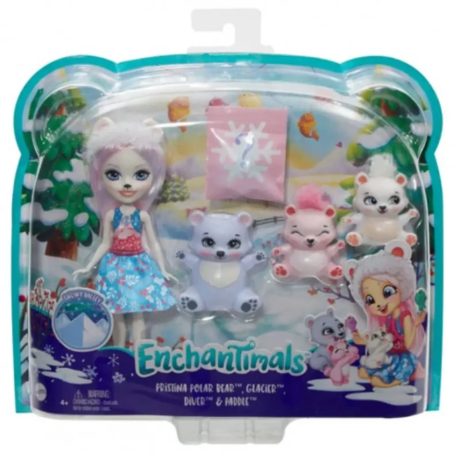 Enchantimals: Pristina Polar Bear & Glacier játékszett kisállatokkal – Mattel