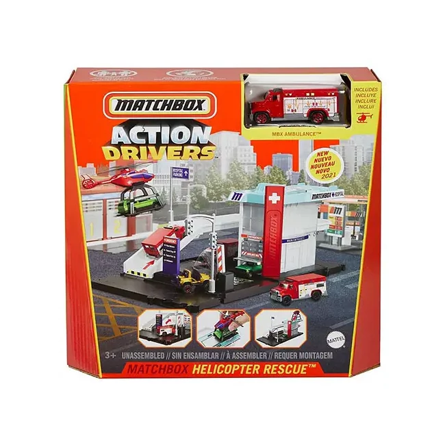 Matchbox: Action Drivers Helikoteres mentőállomás játékszett – Mattel