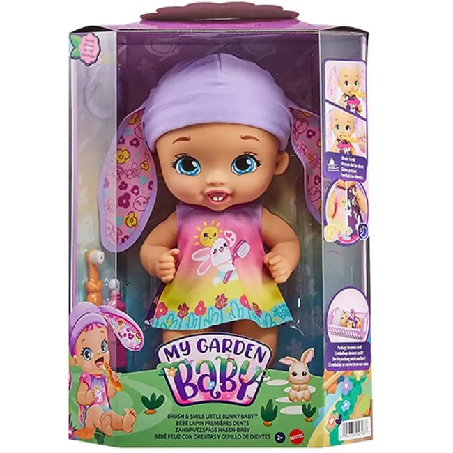 My Garden Baby: Édi-Bébi ölelnivaló lila nyuszi 30 cm – Mattel