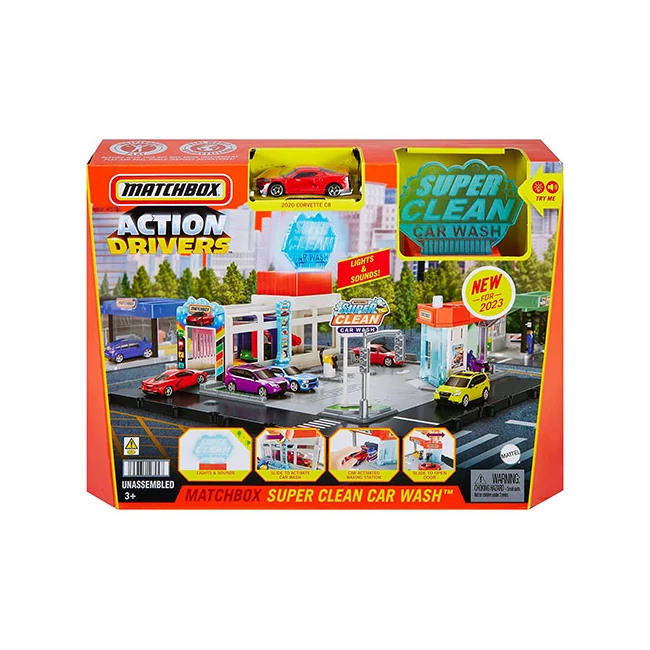 Matchbox: Nagy Pálya szett kisautóval – Autómosó – Mattel