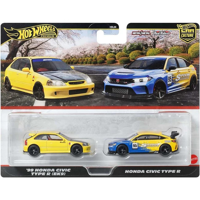 Hot Wheels Deluxe kisautó 2 db-os csomag '99 Honda Civic Type R (EK9) és Honda Civic Type R – Mattel