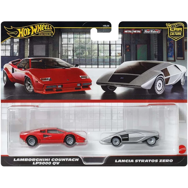Hot Wheels Deluxe kisautó 2 db-os csomag Lamborghini Countach LP5000 QV és Lancia Stratos Zero – Mattel