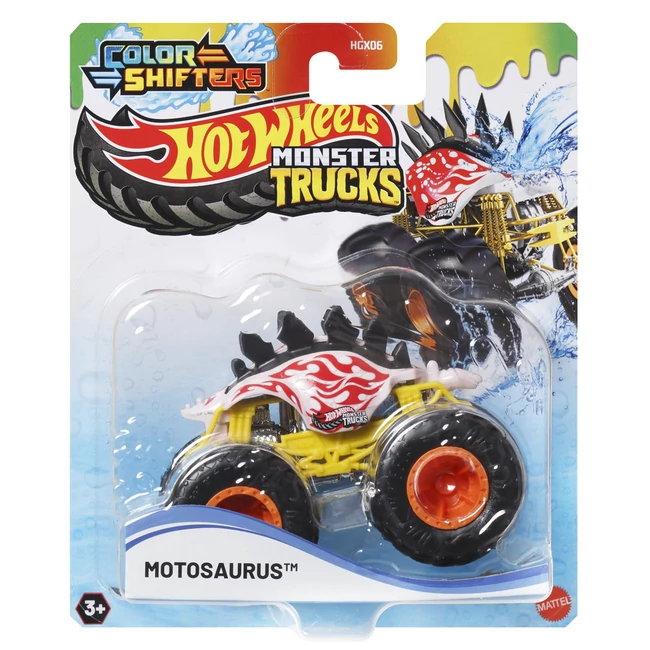 Hot Wheels Monster Trucks: Színváltós kisautó – Motosaurus – Mattel