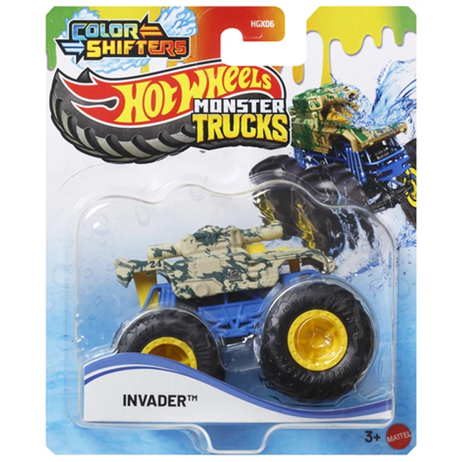 Hot Wheels Monster Trucks: Invader színváltós autó 1/64 – Mattel