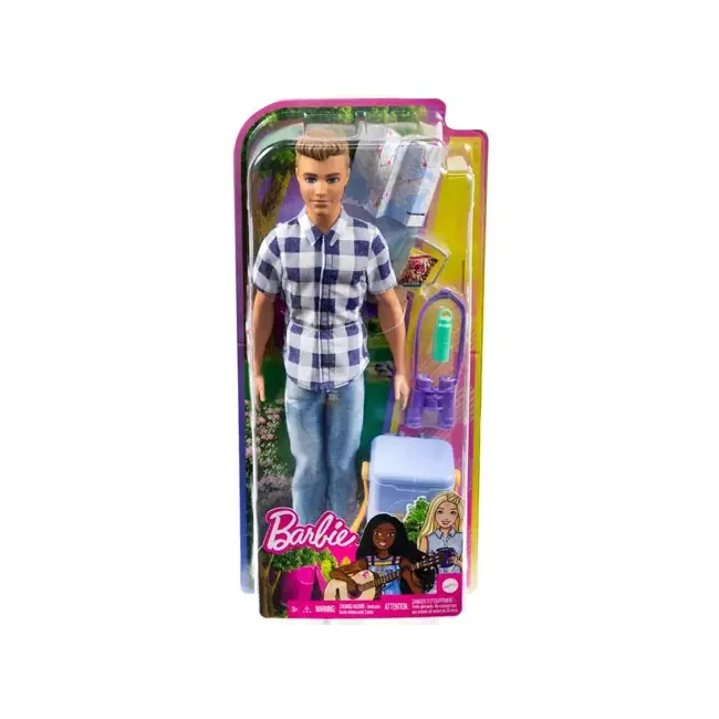Barbie: Kempingező Ken baba kiegészítőkkel kockás ingben – Mattel