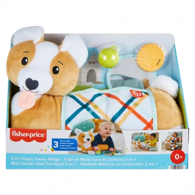 Fischer-Price: Corgie Puppy Nőj velem pocakpárna csörgővel, rágókával és tükörrel – Mattel