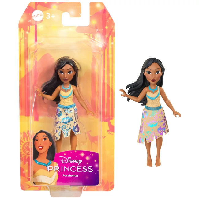 Disney hercegnők: Mini Pocahontas hercegnő baba fényes szoknyával – Mattel