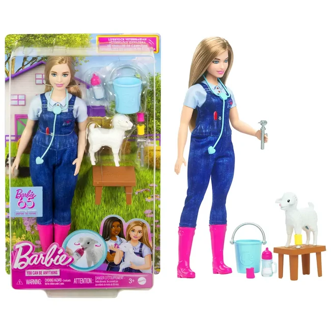 Barbie: 65. évfordulós karrier játékszett – Állatorvos baba kiegészítőkkel – Mattel