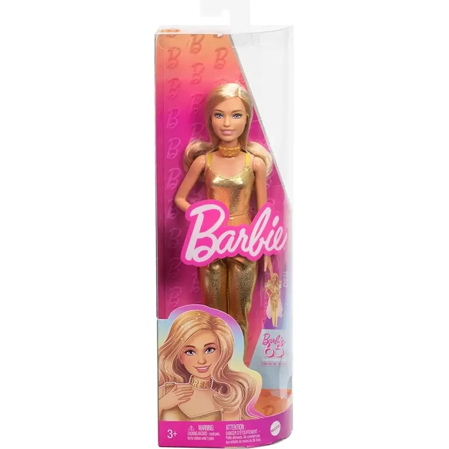 Barbie Fashionista 65. évfordulós baba arany ruhában – Mattel