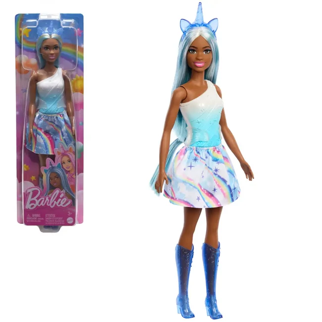 Barbie Dreamtopia: Unikornis baba kék szivárványos ruhában – Mattel