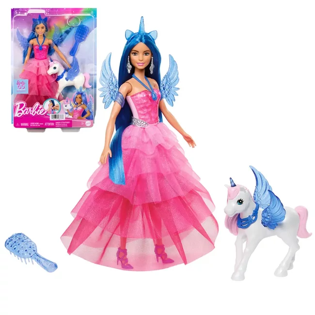 Barbie: Zafír pegazus hercegnő baba kiegészítőkkel – Mattel