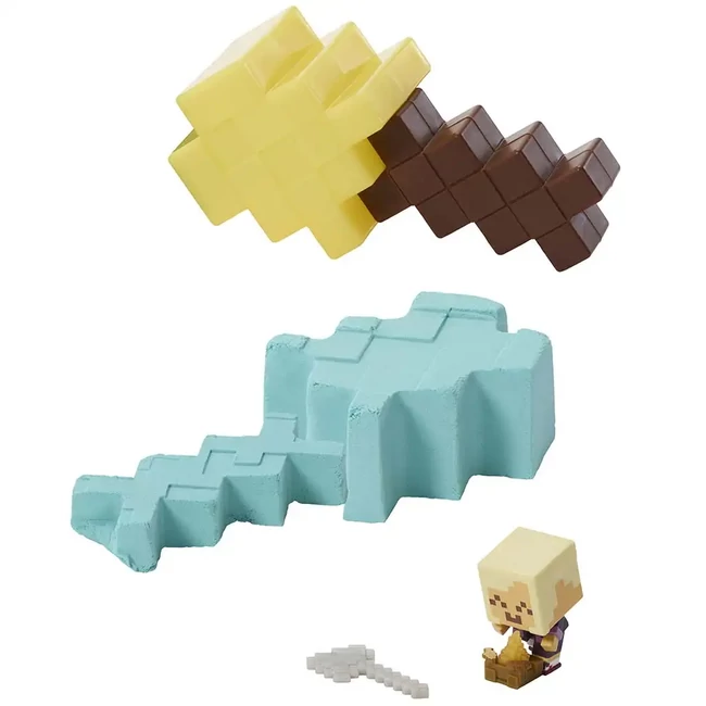 Minecraft: Reveal Aranyszőke Hajós minifigura sárga kard alakú tárolóban – Mattel
