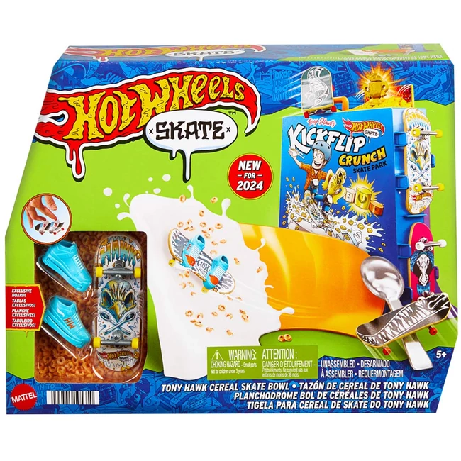 Hot Wheels Skate: Tony Hawk gabonapehely fingerboard pályaszett cipővel – Mattel