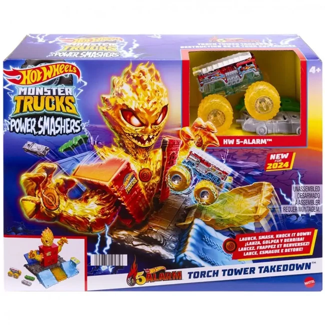 Hot Wheels: Monster Trucks Power Smashers tűzszörny pályaszett – Mattel